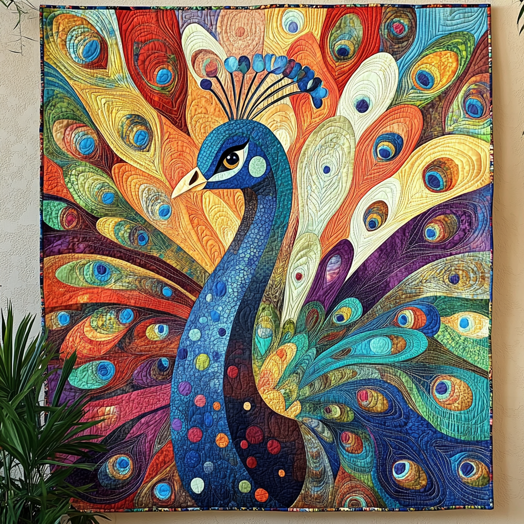 Feathered Majesty Quilted Blanket Christmas Throw Blanket Peacock Lovers Gifts For Women - Bancroftclothings