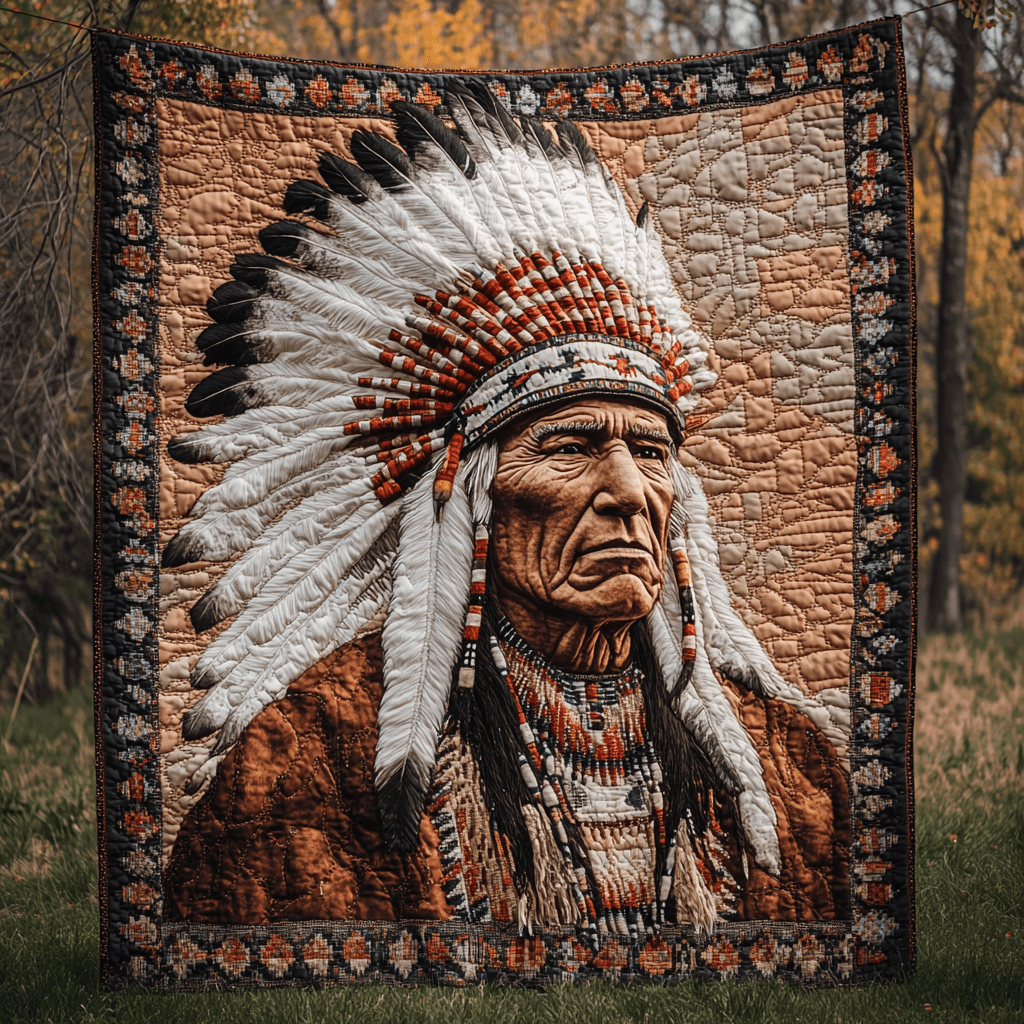 Feathers of the Ancients Quilted Blanket Best Throw Blanket Native American Christmas Gift Ideas - Bancroftclothings