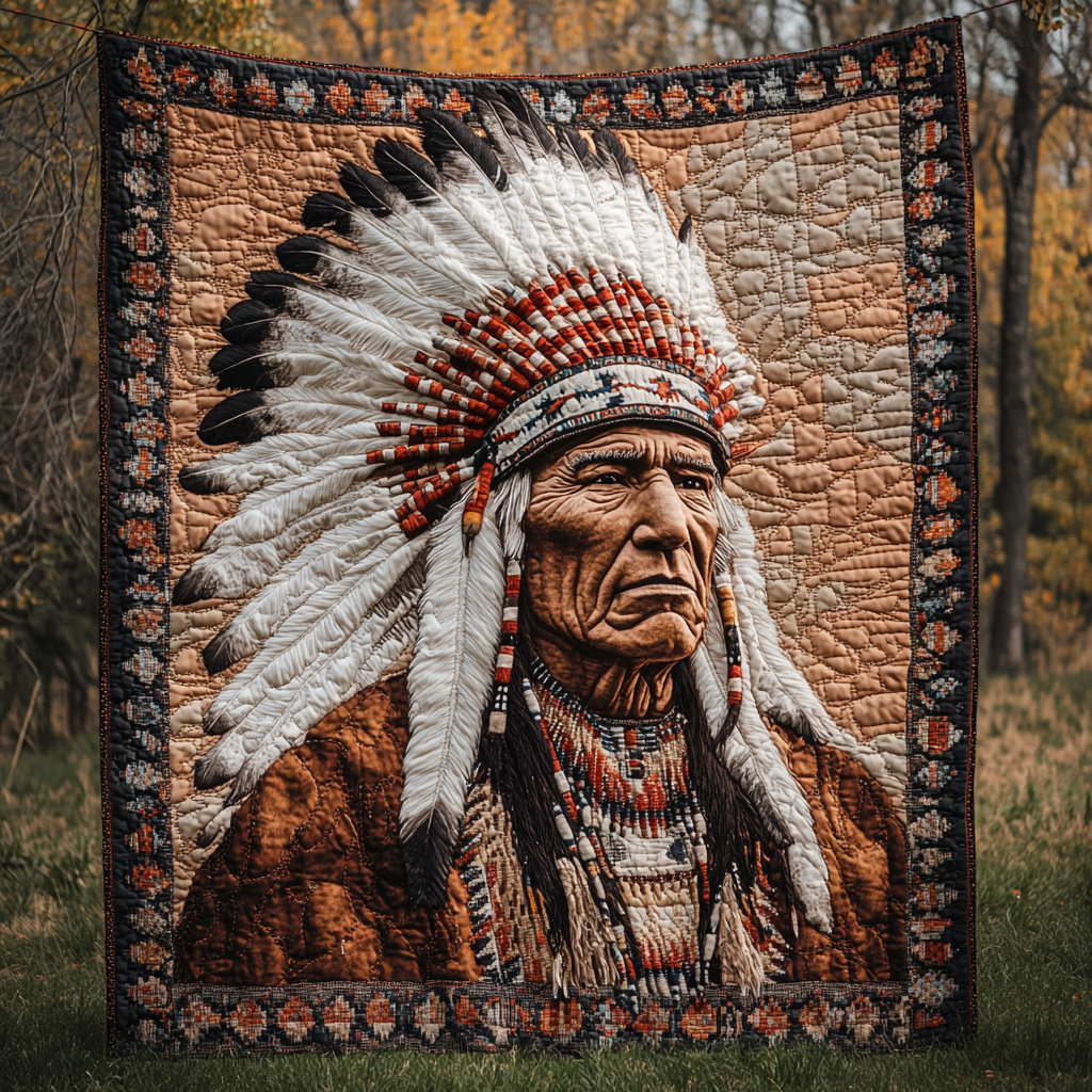 Feathers of the Ancients Quilted Blanket Best Throw Blanket Native American Christmas Gift Ideas - Bancroftclothings