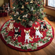 Festive Chihuahua Quilted Christmas Tree Skirt Charming Tree Skirt for Family Gatherings Thoughtful Christmas Tree Skirt Gift Idea Magical Christmas Tree Skirt to Impress Guests - Bancroftclothings