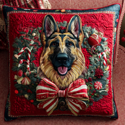 Festive German Shepherd Quilted Pillow Case Best Christmas Pillow Covers Presents For Dog Owners - Bancroftclothings