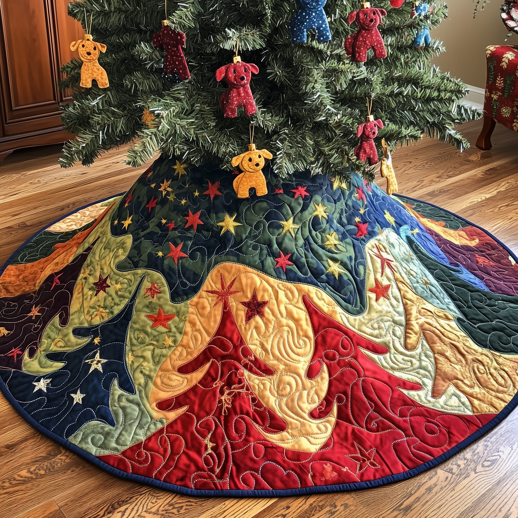 Festive Tree Christmas Quilted Tree Skirt Celebrate With Peace of Mind and a Durable Tree Skirt - Bancroftclothings