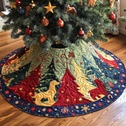 Festive Tree Christmas Quilted Tree Skirt Xmas Surround Tree Base Cover Indoor Home Holiday Decorations - Bancroftclothings