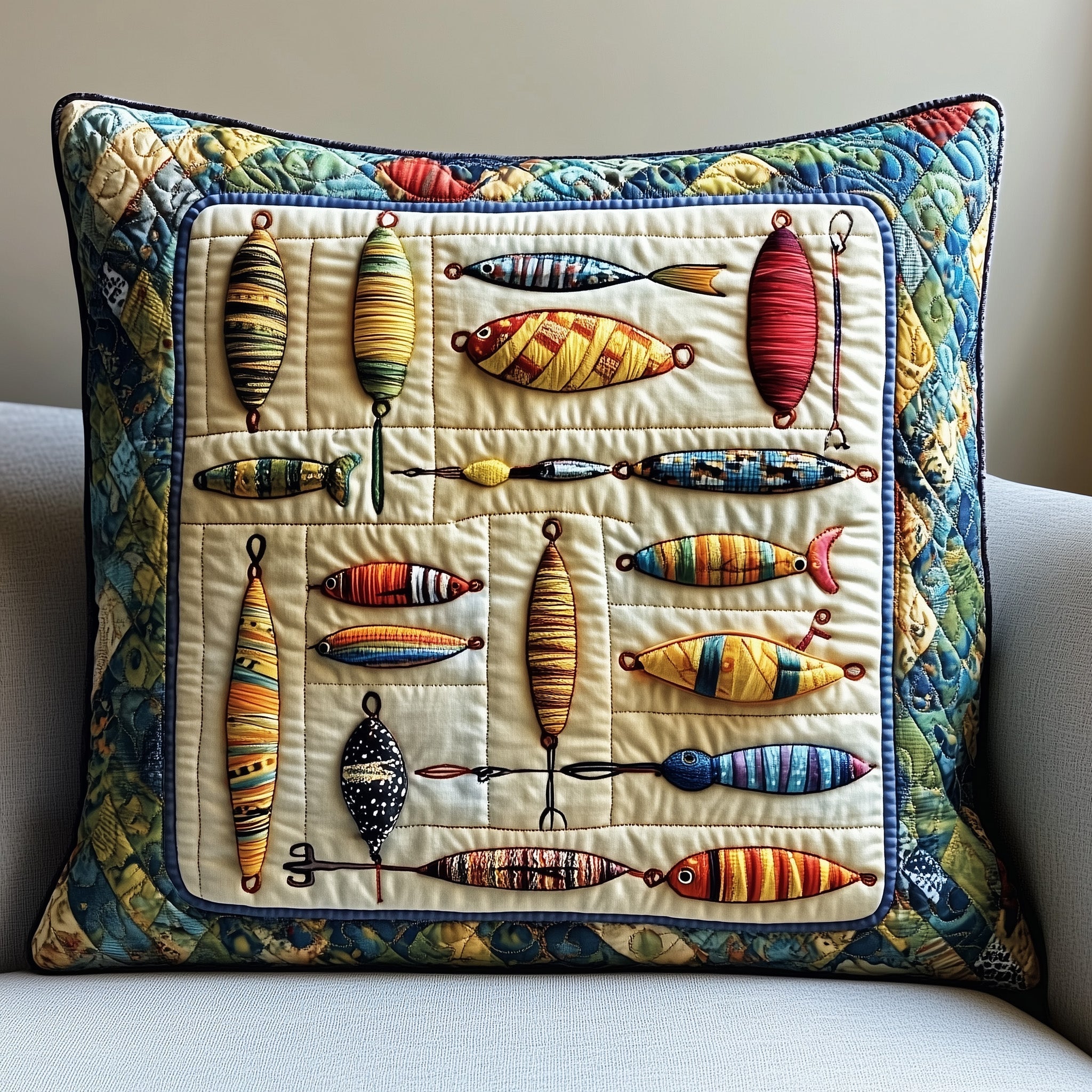 Fishing Delights Quilted Pillow Case Gift For Her - Bancroftclothings