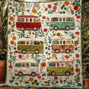 Floral Camper Vibes Quilted Blanket Cute Throw Blanket Great Family Gifts For Christmas - Bancroftclothings