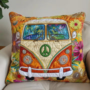 Floral Groovy Camper Van Quilted Pillow Case Hippie Home Decor Unique Gifts For Friends - Bancroftclothings