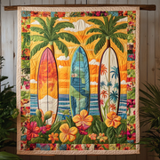 Floral Surf Vibes Quilted Blanket Cool Throw Blanket Cool Gifts For Beach Lovers - Bancroftclothings