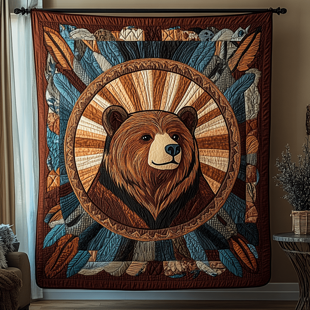 Forest Bear Quilted Blanket Christmas Holiday Best Presents For Cat Lovers - Bancroftclothings