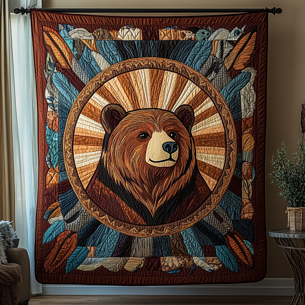 Forest Bear Quilted Blanket Christmas Holiday Best Presents For Cat Lovers - Bancroftclothings