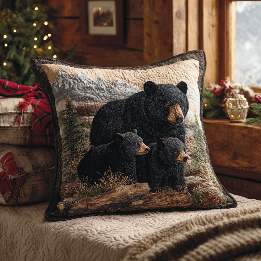 Forest Path Black Bear Quilted Pillow Case Christmas Pillow Covers Gifts For My Mother In Law - Bancroftclothings
