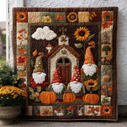 Forest Whispers Quilted Blanket Autumn Throw Blanket Gnome Presents - Bancroftclothings