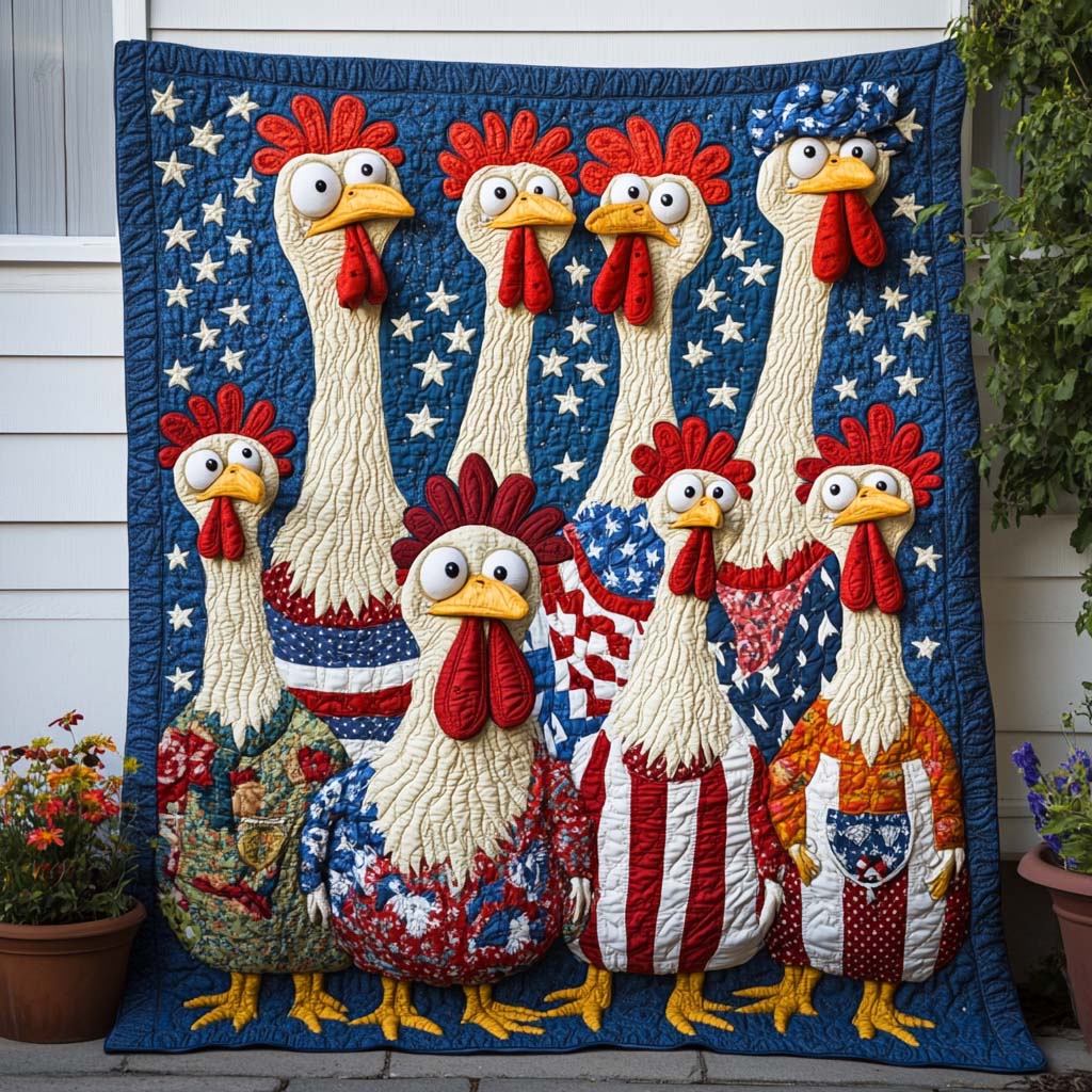 Freedom Rooster Crew Quilted Blanket Best Couch Throw Blanket Patriotic Christmas Gifts - Bancroftclothings