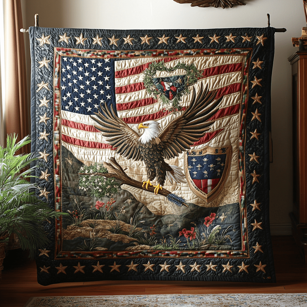 Freedom Soars Quilted Blanket Cool Throw Blanket Best Christian Christmas Gifts - Bancroftclothings