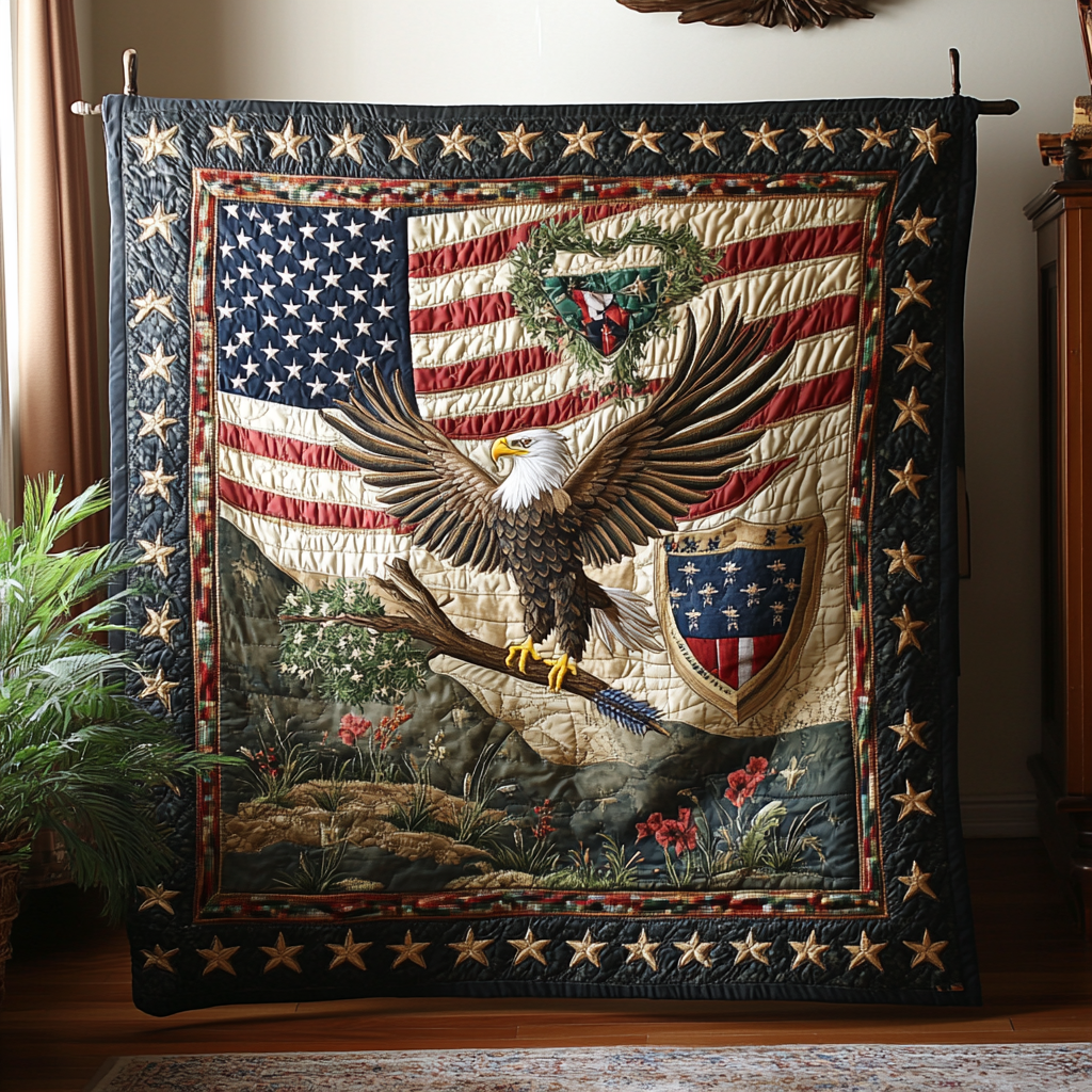 Freedom Soars Quilted Blanket Cool Throw Blanket Best Christian Christmas Gifts - Bancroftclothings