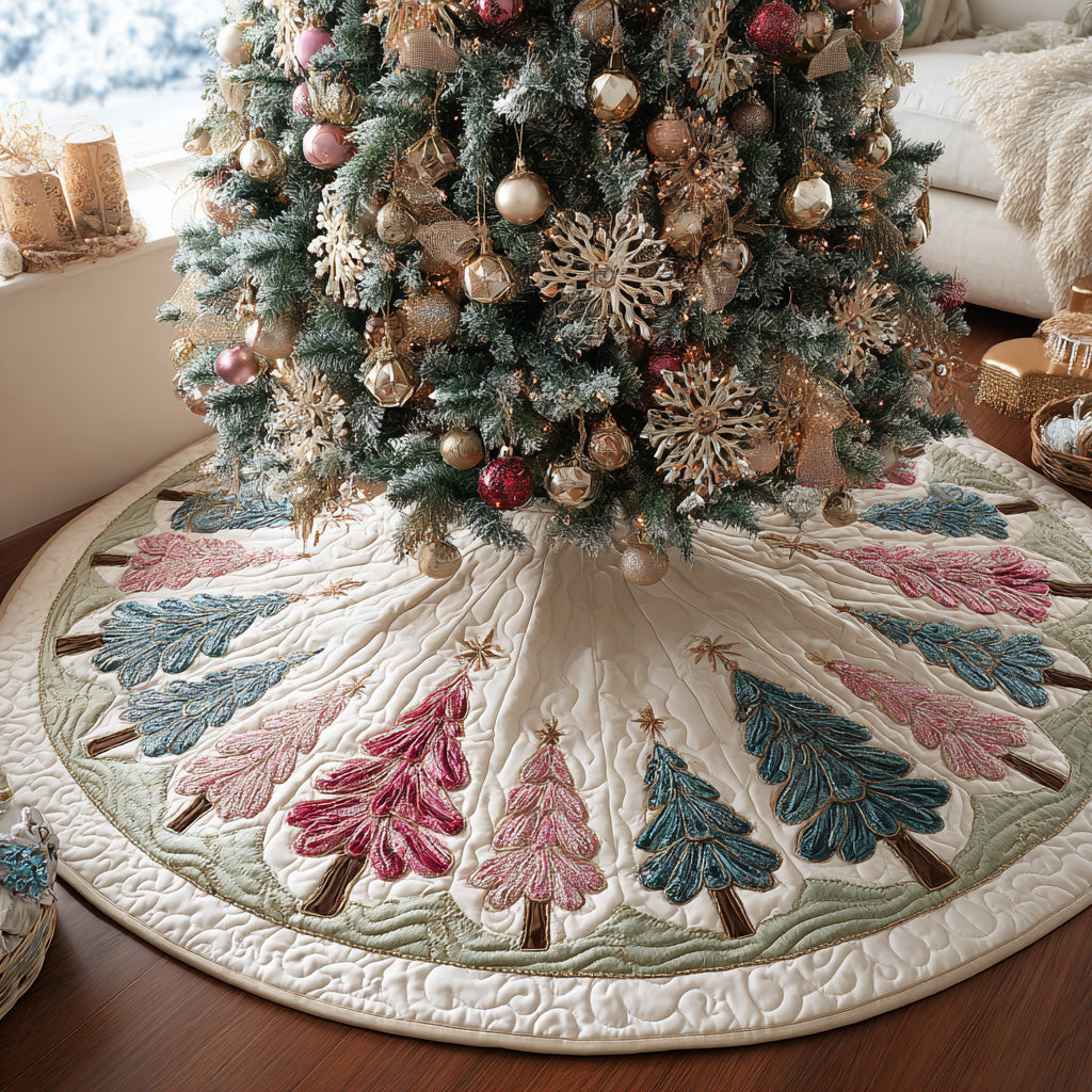 Frost Fir Quilted Christmas Tree Skirt Charming Tree Skirt for Family Gatherings - Bancroftclothings