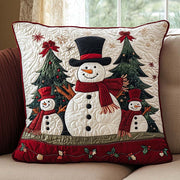 Frosty Friends Quilted Pillow Case Holiday Home Decor Christmas Gifts For Snowman Lovers - Bancroftclothings