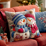 Frosty Love Story Quilted Pillow Case Christmas Cushion Covers Christmas Presents 2025 - Bancroftclothings
