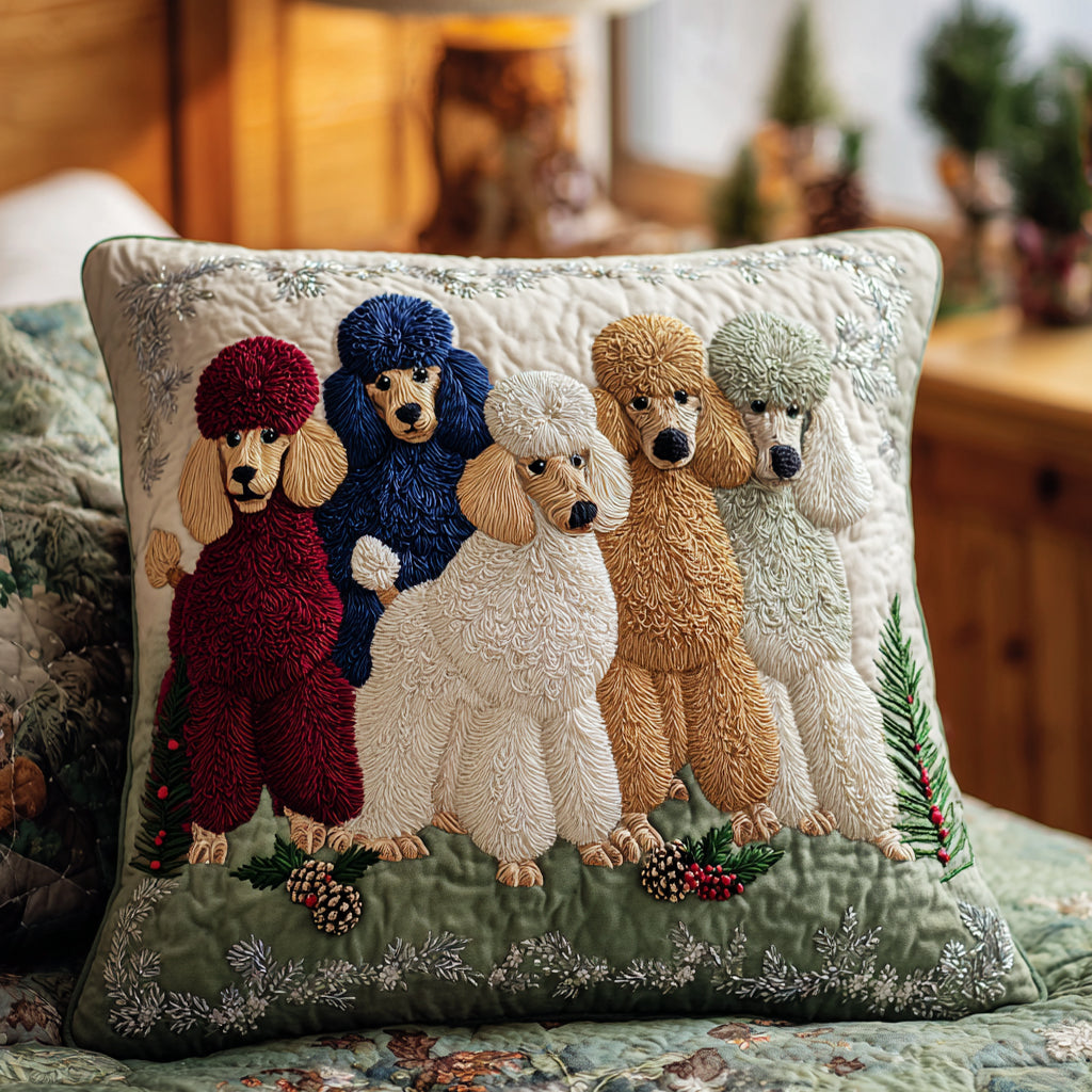 Frosty Poodle Dreams Quilted Pillow Case Holiday Pillow Covers Great Dog Christmas Gifts - Bancroftclothings