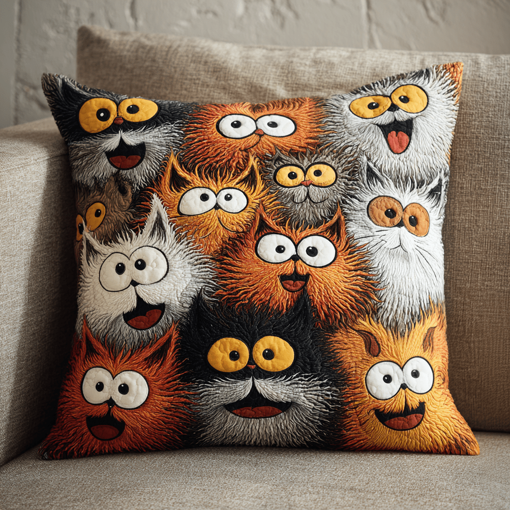 Funny Cats Quilted Pillow Case Cute Pillow Covers Best Gifts For Cat Owners - Bancroftclothings