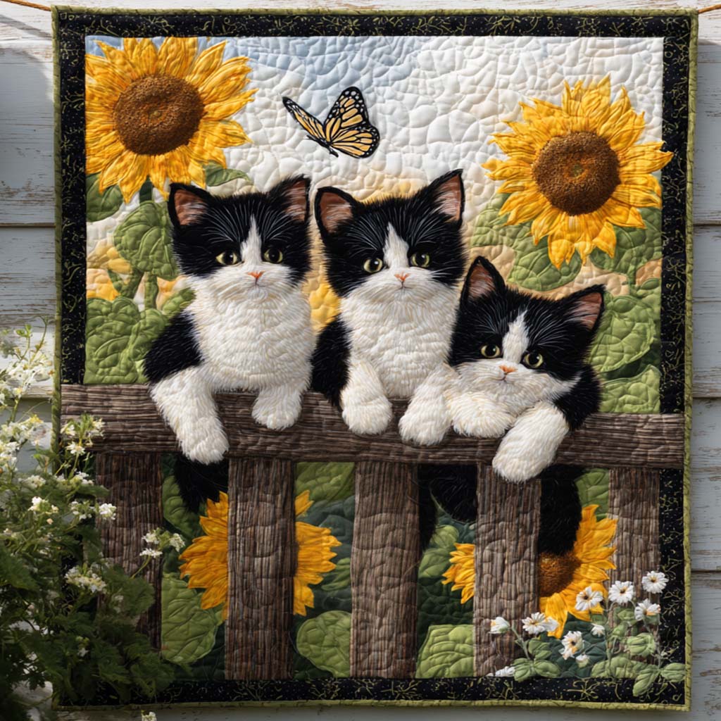 Garden Cat Quilted Blanket Best Throw Blanket Unique Gnome Gifts - Bancroftclothings
