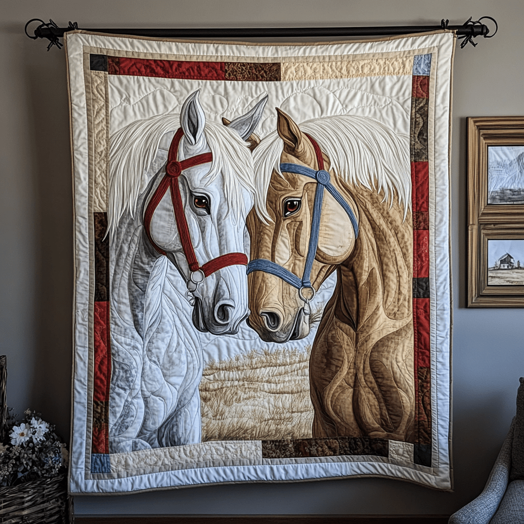 Gentle Horse Quilted Blanket Bedroom Xmas Decor Christmas Gifts For A Deer Hunter - Bancroftclothings
