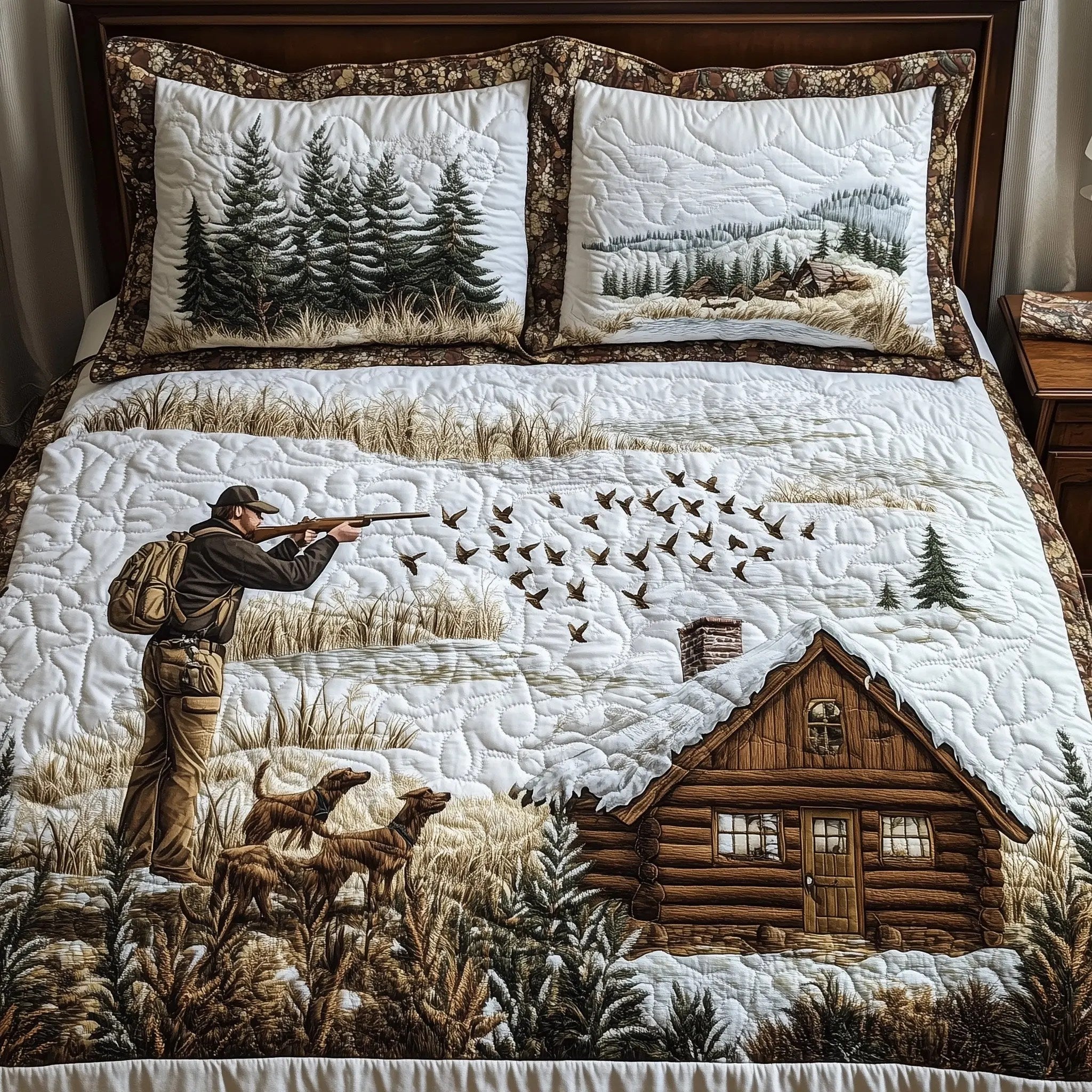 Hunting Season Quilted Bedding Set Duvet Cover Bedspread Hunting Gifts For Dad - Bancroftclothings