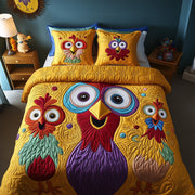 Funky Farmyard Feathers Quilted Bedding Set Duvet Cover Bedspread Gifts For People Who Own Chickens - Bancroftclothings