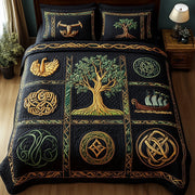 Viking Spirit Quilted Bedding Set Duvet Cover Bedspread Tree Of Life Gifts Mother'S Day - Bancroftclothings