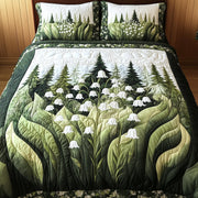 Lily Of The Valley Quilted Bedding Set Duvet Cover Bedspread Christmas Gift For Girlfriend - Bancroftclothings