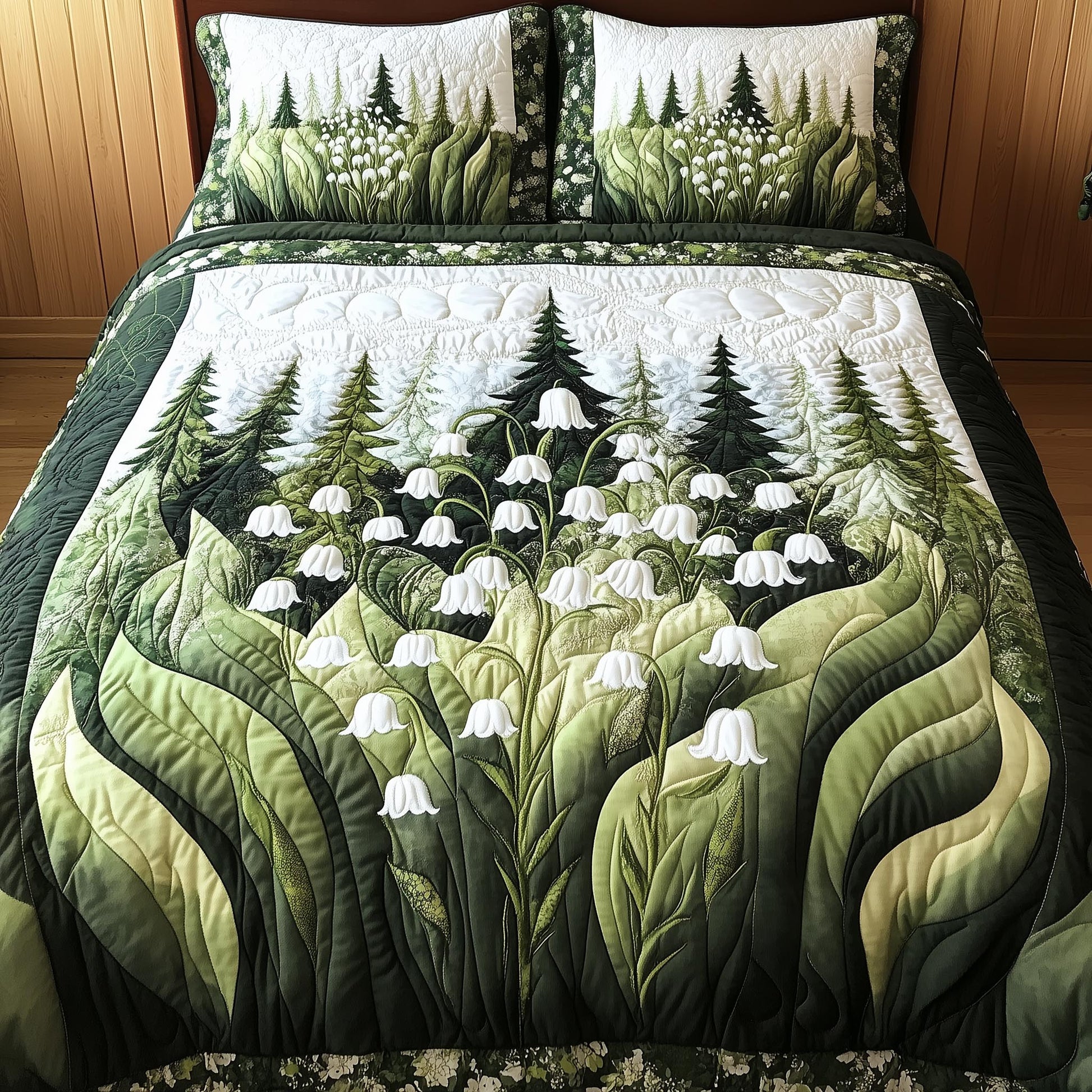 Lily Of The Valley Quilted Bedding Set Duvet Cover Bedspread Christmas Gift For Girlfriend - Bancroftclothings