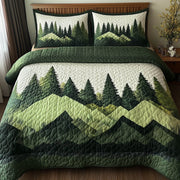 Misty Forest Mountain Quilted Bedding Set Duvet Cover Bedspread Christmas Gift For Wife - Bancroftclothings