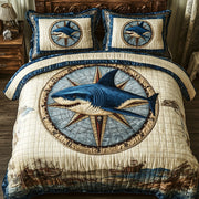 Ocean Hunter Quilted Bedding Set Duvet Cover Bedspread Shark Themed Gifts - Bancroftclothings