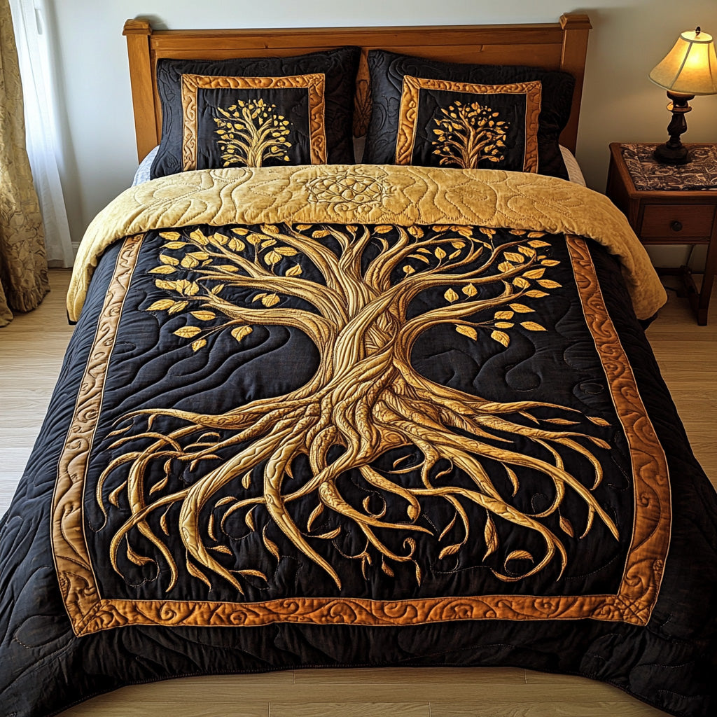Tree Of Life Quilted Bedding Set Duvet Cover Bedspread Tree Of Life Gifts For Her - Bancroftclothings