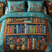 Cozy Library Quilted Bedding Set Duvet Cover Bedspread Gifts For Book Lovers Friends - Bancroftclothings
