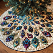 Shimmering Peacock Quilted Tree Skirt Feel the Spirit of Giving with a Safe Tree Skirt - Bancroftclothings