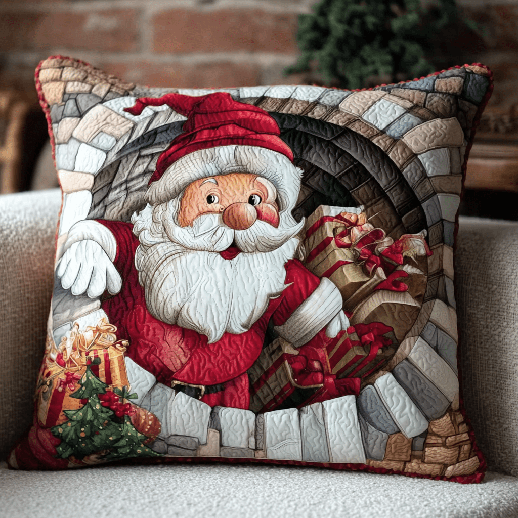 Gift Santa Claus Illusion Quilted Pillow Case Christmas Pillow Covers Awesome Christmas Gifts 2025 - Bancroftclothings