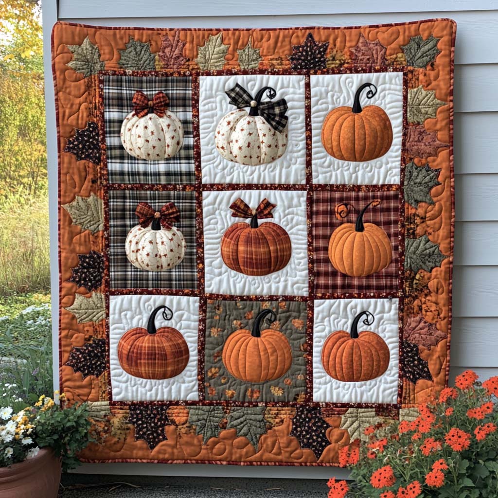 Golden Autumn Days Quilted Blanket Autumn Throw Blanket Family Xmas Presents - Bancroftclothings