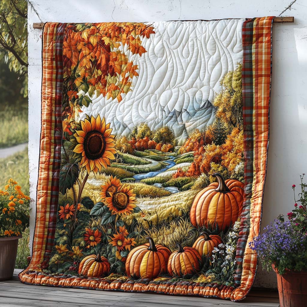 Golden Grove Lane Quilted Blanket Fall Couch Blanket Native American Merchandise Gift Items - Bancroftclothings
