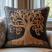 Golden Harmony Tree Of Life Quilted Pillow Case Boho Style Home Decor Unique Gifts For Her - Bancroftclothings