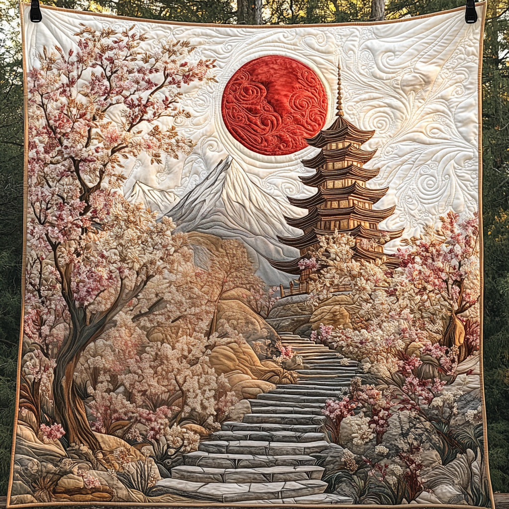 Golden Japanese Pagoda Quilted Blanket Cute Bedroom Ideas Best Deer Gifts For Christmas - Bancroftclothings