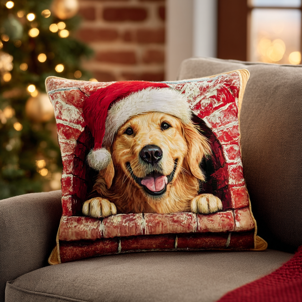 Golden Joy Quilted Pillow Case Holiday Pillow Covers Christmas Gifts For Golden Retriever Lovers - Bancroftclothings