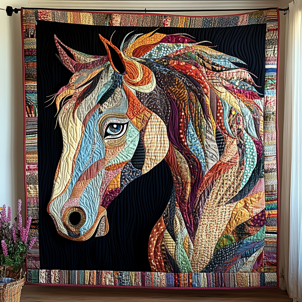 Golden Mane Quilted Blanket Christmas Room Decor Gifts For Horse People - Bancroftclothings