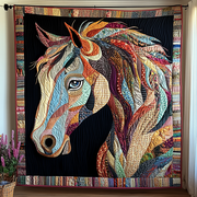 Golden Mane Quilted Blanket Christmas Room Decor Gifts For Horse People - Bancroftclothings
