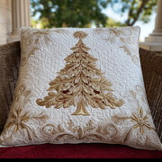 Golden Poinsettia Quilted Pillow Case Christmas Pillow Covers Best Xmas Gifts For Wife - Bancroftclothings