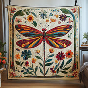 Golden Wing Dance Quilted Blanket Christmas Holiday Dragonfly Lover Gifts For Women - Bancroftclothings