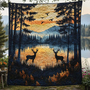 Graceful Deer Quilted Blanket Bed Room Decor Duck Gifts For Him Her - Bancroftclothings