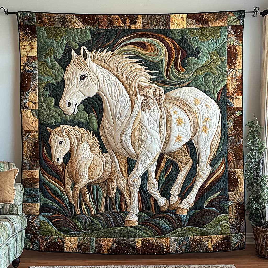 Graceful Stride Quilted Blanket Bed Christmas Decor Horse Themed Gifts For Adults - Bancroftclothings