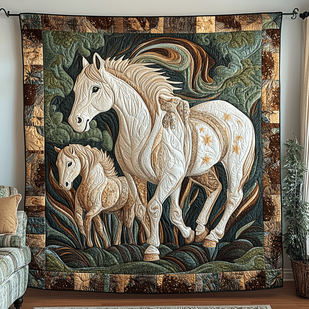 Graceful Stride Quilted Blanket Bed Christmas Decor Horse Themed Gifts For Adults - Bancroftclothings