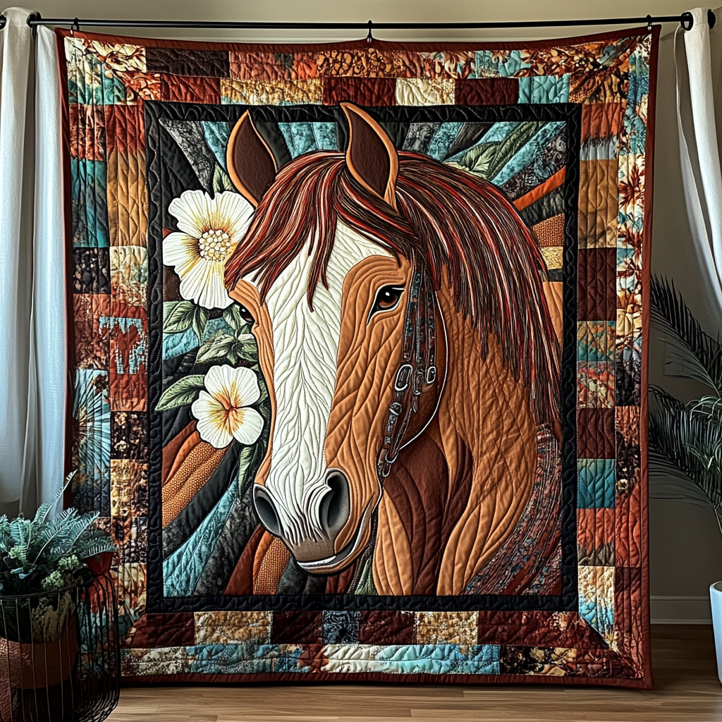 Graceful Stride Quilted Blanket Sofa Couch Throw Blanket Great Gifts For Horse Lovers - Bancroftclothings