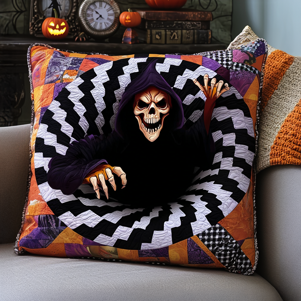 Grimm Reaper Grasp Quilted Pillow Case Holiday Pillow Case Halloween Gifts For Teens - Bancroftclothings